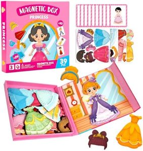 PUZSNAP Magnetic Dress Up Dolls Princess Pretend Play Toy Set for Kids 3+