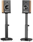 WALI Universal Speaker Stands, Surround Sound Speaker Stands for Satellite & Bookshelf Speakers Up to 22lbs, Height Adjustable with Built-in Cable Management, 1 Pair (SFS001), Black