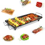 Inllex Electric Griddle Plate, Portable Smokeless BBQ Barbecue Electric Nonstick Teppanyaki Table Top Grill Griddle, Adjustable Temperature, for Camping Indoor Outdoor,Extra Large [48 * 27 cm]