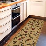 Ottomanson Ottohome Collection Contemporary Leaves Design Rubberback Runner Rug , 57 cm x 210 cm, Beige
