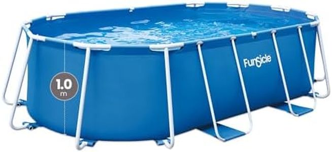 "Funsicle 4.24m (13'11"") Oval Activity Pool, Outdoor Above Ground Swimming Pool, Strong metal frame Pool Ideal for 6 to 7 people, Measures 4.24m x 2.5m x 1m - Blue"