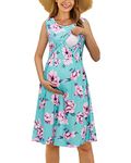 OUGES Womens Sleeveless Summer Floral Maternity Dresses Crew Neck Nursing Gown Pregnancy Dress with Pockets(A-Floral01,L)