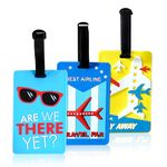 Storite Luggage/Bag/Travel ID Label Tags for Suitcase & School Bags Identifier Name Address Label with Silicon Strap | Pack of 3 | Multicolour (3 Pack)