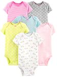 Simple Joys by Carter's Baby Girl's 6-Pack Short-Sleeve Bodysuit, Multicolour/Ducks/Floral/Polka Dot/Stripes, Premature (Pack of 6)