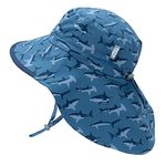 Jan & Jul Summer Hats for Toddler Boys Girls, UV Sun Protection (L: 2-5 Years, Shark: Navy Trim)