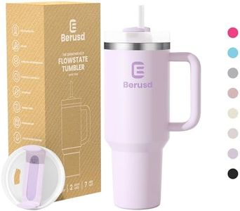 Berusd 1.2L Insulated Travel Mug Coffee Cup, Thermo Cup, Insulated Tumbler with Handle and Straw Lid, Double Wall Vacuum Stainless Steel Mug, Large Sports Water Bottle, Drink Cup, 40 oz