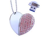 EcooDisk 64GB USB 3.0 Flash Drive Diamond Heart Shape Zip Drive Jewelry Necklace Memory Stick High Speed Thumb Drive Cute Pen Drive Fun USB Stick Jump Drive Data Storage with Jewelry Bag Gift