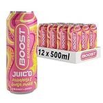 Boost Juic'd Energy Drink Pineapple & Guava Punch, 500ml x 12 pack, Vegan Friendly Great Tasting Energy Boost, Low Calorie Carbonated Drink with Added B Vitamins, Taurine, Real Fruit Juice & Caffeine