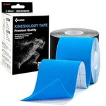 Carbou Kinesiology Tape 5cmx5m-2 Rolls Water Resistant Strips,Elastic Cotton Athletic Tape for Muscle Strain Relief & Joint Support Blue and Black