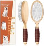 GROOMAGE Dog Grooming Shedding Brush - 17mm Short Metal Pin Deshedding Dog Cat Brush - Long Short Haired Dogs Cats Brushes - Indoor Pets Dog Cat Comb with Rubber Handle