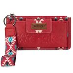 Wrangler Wallet Purse for Women Aztec Clutch Wristlet Wallet with Boho Credit Card Holder, Artist-Cardinal, One Size, Western WG139-W013BDY