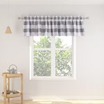 NATUS WEAVER 1 Panel Valance Curtains 18 inches Long Curtain Valance Living Room Buffalo Plaid Gingham Check Bedroom Window Farmhouse Curtain Valance Grey & White