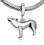 Bolenvi Howling Wolf 925 Sterling Silver Pendant Charm Bead for Pandora and Similar Charm Bracelets or Necklaces