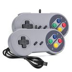 Rii Game Controller, SNES Retro USB Controller, Classic Gamepad Joystick, PC Super Classic Joypad Gamestick for PC, Raspberry Pi, Windows MAC Liunx, Android GP100 (Grey, 2 Packs)