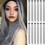 12 PCS Grey Hair Extensions Clip in