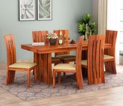 Home furniture Wooden Dining Table Set 6 Seater | Six Seater Dinning Table with 6 Chairs for Home and Restaurants | Dining Room Sets for Home and Restaurants | Dining Set | Natural Teak Finish