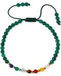 Jewboo 7 Chakra Bracelets for Women Real Stone Lucky Rope Crystal Bead Bracelet Crystals and Healing Stones Jewelry Birthday Gifts (Green)