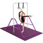 FBSPORT Gymnastics Bars, Horizontal Bar Expandable Gymnastics Kids Bar with Mat Folding Bar Junior Training Bar Multifunction Gym Training Equipment Home Training Adjustable Height Kip Bar (purple)