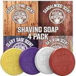 Viking Revolution - Shaving Soap - 4 Pack Variety Sandalwood, Cedar Pine, Clary Sage, Bay Rum - Smooth Wet Shave - Gifts For Men - 4 x 70 g