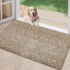 REFETONE Indoor Doormat, Front Door Mat 36"x59" Absorbent Rubber Backing Non Slip Back Door Mats, Washable Low-Profile Inside Floor Mat Door Rugs for Entryway, Resist Dirt Mud Mat for Dogs, Coffee