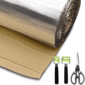 Sound Deadener for Cars 200 mil 45 Sqft Heat Shield Insulation Dampening Car Sound Deadening Mat Aluminum Foil&Closed Cell Foam 16.5" *394" with Tools