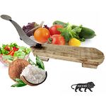 CRM TRADERS® Folding Iron Blade Vegetable Fruit Cutter Vili Boti Aruvamanai Kathipeeta with Wooden Board and Coconut Scrapper Perfect for Your Kitchen