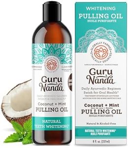 GuruNanda Coconut & Peppermint Oil Pulling (237 ml) with Tongue Scraper - Alcohol Free Mouthwash for Fresh Breath, White Teeth & Healthy Teeth & Gums