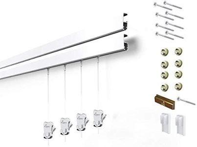 STAS Cliprail Pro Picture Hanging System Set White - Covers 19.69 ft of Wall Space - Heavy Duty Picture Rail & Art Hanging Gallery Kit Without Nails - for Home or Museum (Includes 8 Hooks & Cords)
