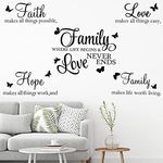 2 Sheets Vinyl Wall Decals, Faith Makes All Things Possible, Family Wall Decals Wall Stickers Quotes Inspirational Decals, Wall Quote Sayings Stickers Butterfly Wall Stickers (Black)