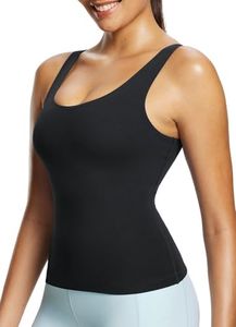 baleaf Freeleaf Longline Sports Bras for Women, Wirefree 3D Molded Cup Tank Tops, Medium Impact Yoga Workout Running Bra Black L-XL