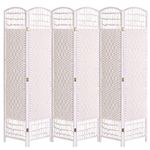 INMOZATA 6 Panel Room Dividers Hand Made Wicker Room Divider Folding Screens and Room Dividers Free Standing Partition Privacy Screen for Bedroom Living Room