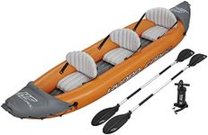 Bestway Hydroforce Lite Rapid Kayak, 3 Person Inflatable Kayak Set, Sit On Kayak with Seats, Backrest, 2 Paddles and Hand Pump, Orange, One Size, 65132