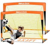 Dimples Excel Soccer Goal Kids Soccer Net for Backyard, 2 Set (4' x 3', Orange Black)