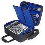 USA GEAR Audio Mixer Case - DJ Mixer Travel Bag with Customizable Interior & Water Resistant Exterior Compatible with Behringer Q1202USB, Mackie ProFX8v2, Yamaha MG10XU & More Mixers - Blue