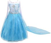 Dressy Daisy Snow Queen Princess Costume Dress Up with Cape Train for Little Girls Halloween Birthday Party Fancy Outfit Size 6