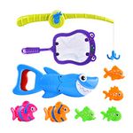 Fun Bath Toys Baby Bath Essentials Fishing Pole Games Swimming Shark Grabber Water Table Pool Bath Time Infant Bathtub Tub Toy Set Non Toxic Mold Free Bath Toys for Toddlers Kids Ages 3+ Boys Girls