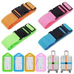 Luggage Straps, 4 Pcs Adjustable Suitcase Belts, Travel Packing Straps for Packing Suitcases, Sleeping Bags, Tents, Clothes, Outdoor Articles