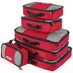 Savisto Packing Cubes 6 Piece Set, Durable & Lightweight Travel Essentials for Suitcases - Includes 1 XL, 2 L, 2 M, 1 S - Available in 8 Stylish Colours - Red