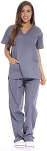 Just Love Women's Scrub Sets Six Pocket Medical Scrubs (V-Neck With Cargo Pant), Grey, 2X