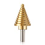 CO-Z 10 Sizes Titanium Step Drill Bit, 1/4 to 1-3/8 Inches High Speed Steel Drill Cone Bits for Sheet Metal Hole Drilling Cutting, HSS Multi Size Hole Stepped Up Unibit for DIY Lovers Electrician