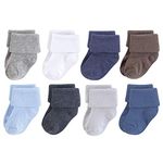 Luvable Friends Baby Basic Socks, Blue Charcoal Solid 8Pk, 6-12 Months