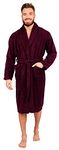 Adore Home Mens 100% Cotton Bathrobe Terry Towelling Shawl Collar Bath Robe Dressing Gown, Aubergine, M