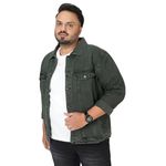 Urbano Plus Men's Olive Green Regular Fit Washed Full Sleeve Denim Jacketplusjaktp-denim-olivegrn-5xl