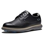 FootJoy Men's Traditions-Wing Tip Golf Shoe, Black/Black/Grey, 10