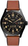 Fossil Men's Defender Solar-Powered Stainless Steel and Leather Watch, Color: Black, Brown (Model: FS5978)