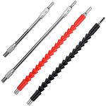 4 Pcs Flexible Drill Bit Extension, FineGood Soft Drill Connection Adaptor Screwdriver Extension Shaft for Power Drill