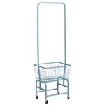 ALIMORDEN Laundry Cart with Clothes Rack, Rolling Laundry Butler with Wire Storage Rack, Grey Blue