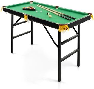 Goplus 48" Pool Table, Foldable Billiards Table with 2 Cue Sticks, 16 Balls, Triangle, 2 Chalks, Brush, Portable Compact Folding Pool Game Table for Kids Adults Family (Green)