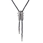 COOLLA Bolo tie- Handmade Western Cowboy Black Vintage Cicada Pendant for Women,Men (Silver)