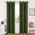 Hiasan Blackout Curtains Thermal Insulated - Sun Blocking Energy Saving Room Darkening Curtains for Living Room and Bedroom, 42 x 84 Inch, Olive Green, Set of 2 Window Curtain Panels